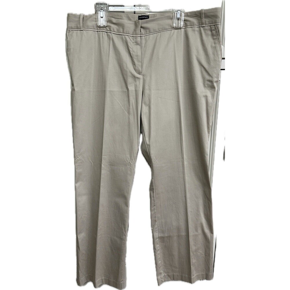 Attention Khaki Beige Women's Dress Pants Contemporary Fit Flat Front‎ Size 18